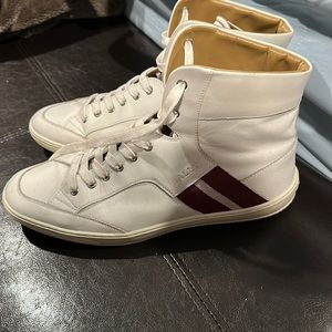 Barely Worn Bally Hightop Sneakers Size 10 White and Red